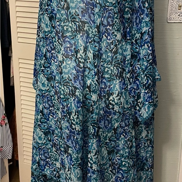 Lands' End Teal and White Beach Coverup 3X - Picture 1 of 7